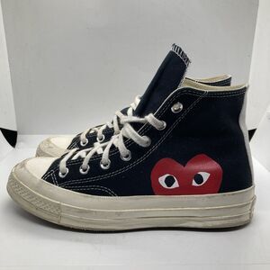 Converse x Commes des Garcons Black High-Top Sneakers with Red Heart Graphic